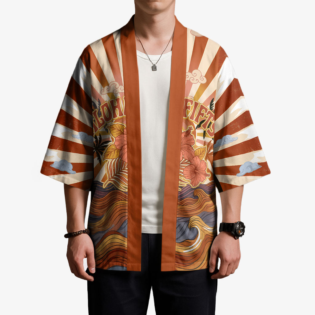 Aloha Nifty 50th Birthday Hawaii Kimono Vintage Retro Sunburst Tropical Palm Tree Surfboard Art TS04 - Polynesian Pride