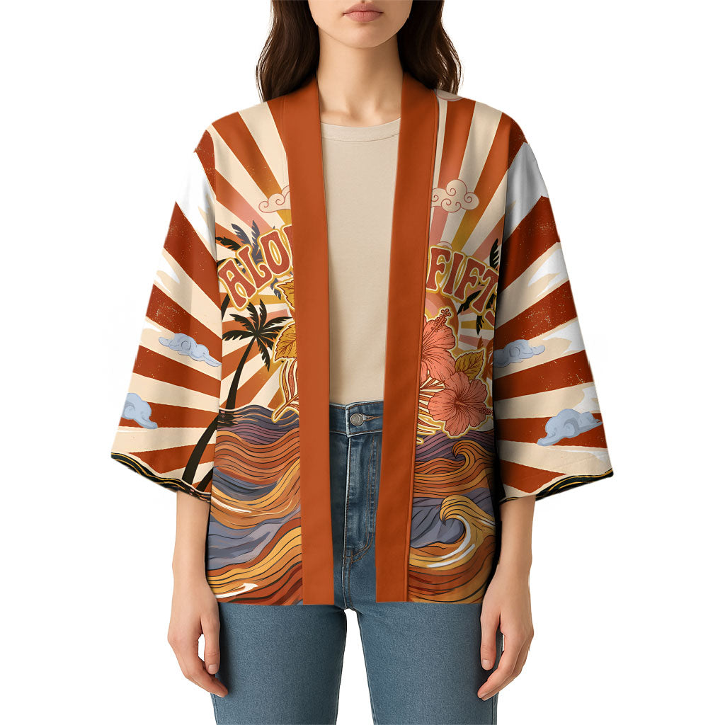 Aloha Nifty 50th Birthday Hawaii Kimono Vintage Retro Sunburst Tropical Palm Tree Surfboard Art TS04 - Polynesian Pride