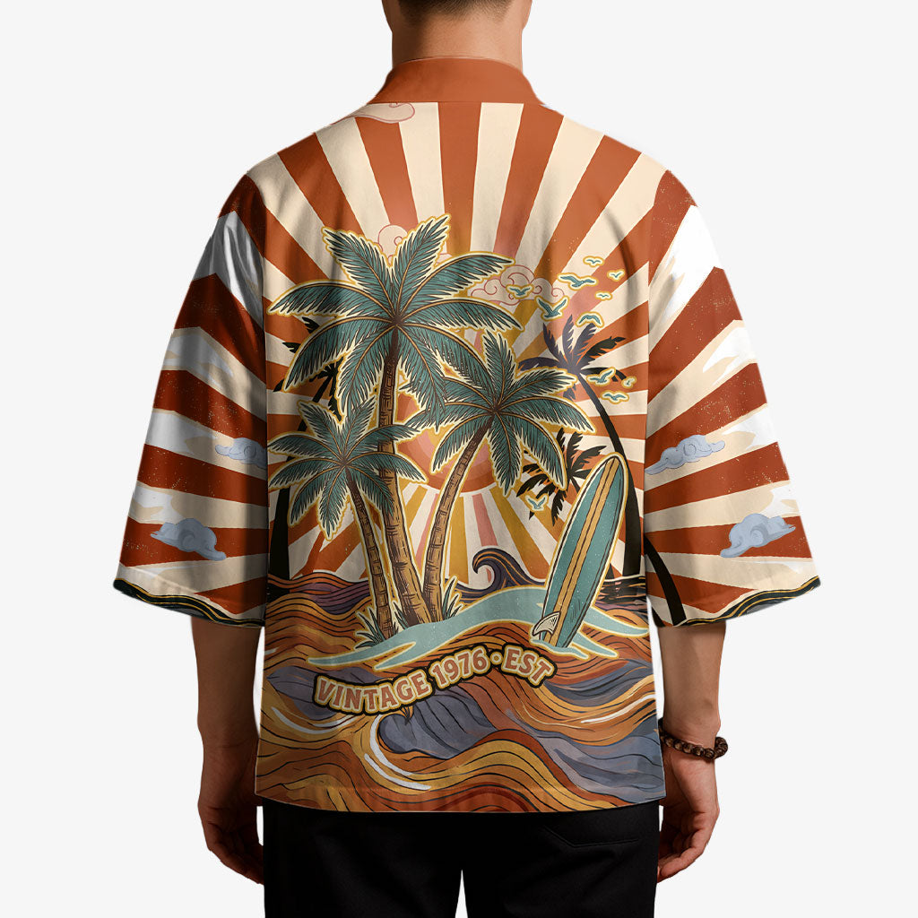 Aloha Nifty 50th Birthday Hawaii Kimono Vintage Retro Sunburst Tropical Palm Tree Surfboard Art TS04 - Polynesian Pride