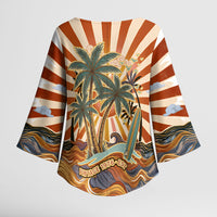 Aloha Nifty 50th Birthday Hawaii Kimono Sleeve Blouse Vintage Retro Sunburst Tropical Palm Tree Surfboard Art TS04 - Polynesian Pride