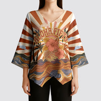 Aloha Nifty 50th Birthday Hawaii Kimono Sleeve Blouse Vintage Retro Sunburst Tropical Palm Tree Surfboard Art TS04 - Polynesian Pride
