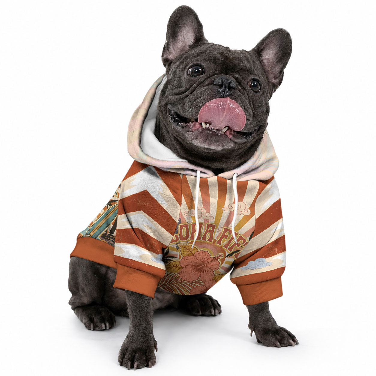 Aloha Nifty 50th Birthday Hawaii Pet Hoodie Vintage Retro Sunburst Tropical Palm Tree Surfboard Art TS04 - Polynesian Pride