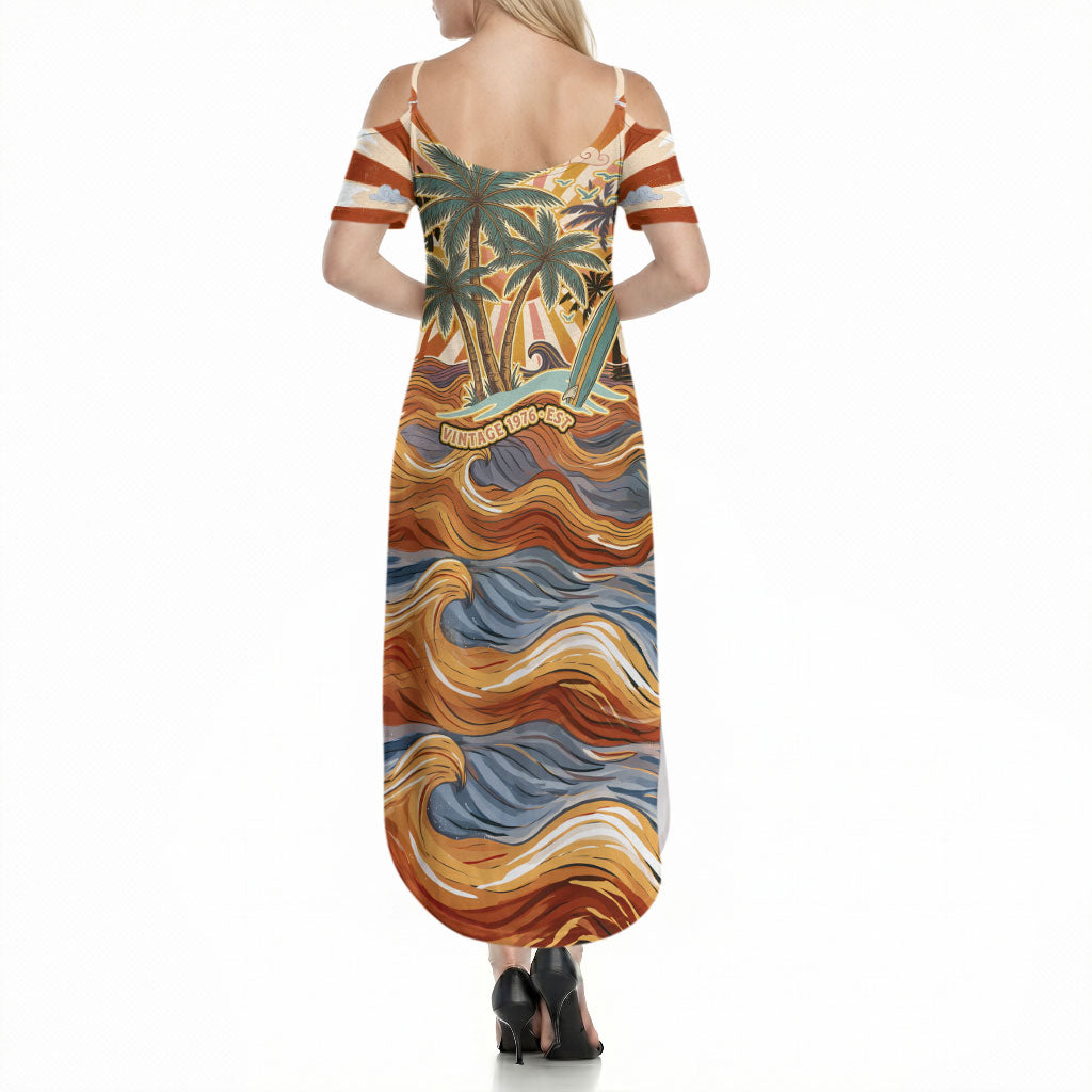 Aloha Nifty 50th Birthday Hawaii Summer Maxi Dress Vintage Retro Sunburst Tropical Palm Tree Surfboard Art TS04 - Polynesian Pride