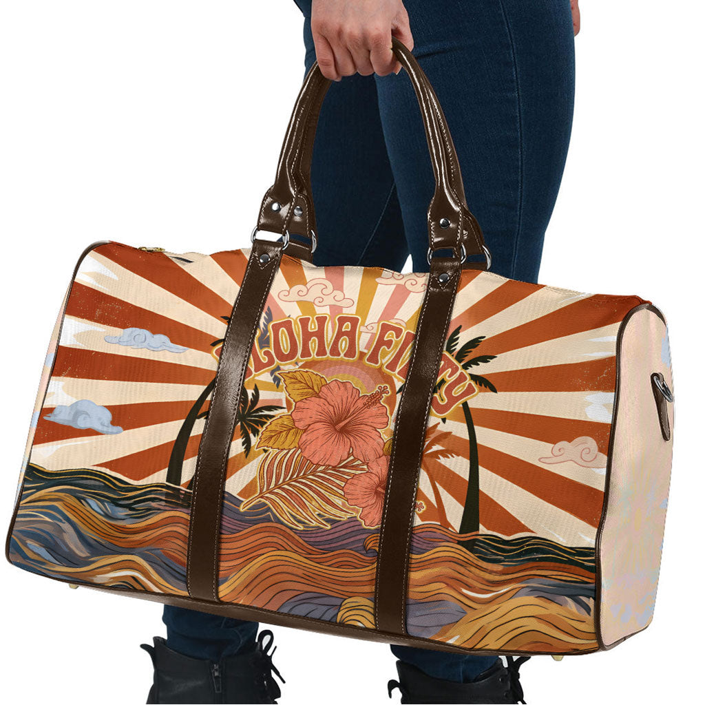 Aloha Nifty 50th Birthday Hawaii Travel Bag Vintage Retro Sunburst Tropical Palm Tree Surfboard Art TS04 - Polynesian Pride