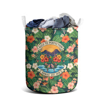 Hawaii 50th Birthday Laundry Basket Tropical Vintage Floral Hibiscus Parrot Island Sunset Art TS04 - Polynesian Pride