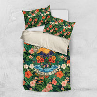 Hawaii 50th Birthday Bedding Set Tropical Vintage Floral Hibiscus Parrot Island Sunset Art TS04 US Twin 172cm x 218cm Green Pink - Polynesian Pride