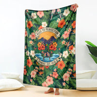 Hawaii 50th Birthday Blanket Tropical Vintage Floral Hibiscus Parrot Island Sunset Art TS04 - Polynesian Pride