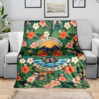 Hawaii 50th Birthday Blanket Tropical Vintage Floral Hibiscus Parrot Island Sunset Art TS04 - Polynesian Pride