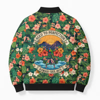 Hawaii 50th Birthday Bomber Puffer Jacket Tropical Vintage Floral Hibiscus Parrot Island Sunset Art TS04 - Polynesian Pride