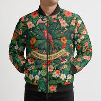 Hawaii 50th Birthday Bomber Puffer Jacket Tropical Vintage Floral Hibiscus Parrot Island Sunset Art TS04 - Polynesian Pride