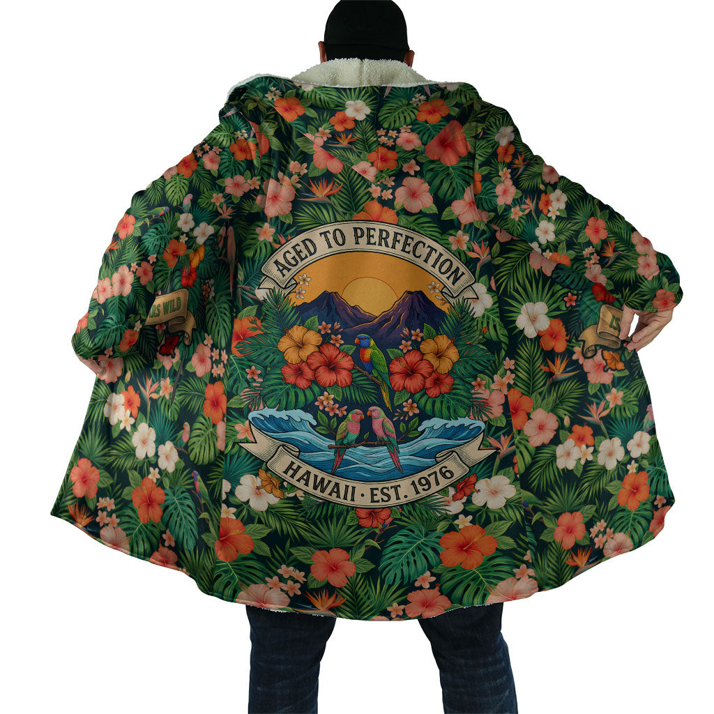Hawaii 50th Birthday Cloak Tropical Vintage Floral Hibiscus Parrot Island Sunset Art TS04 - Polynesian Pride