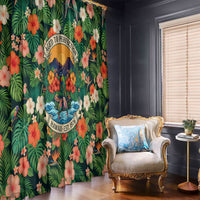 Hawaii 50th Birthday Window Curtain Tropical Vintage Floral Hibiscus Parrot Island Sunset Art TS04 - Polynesian Pride