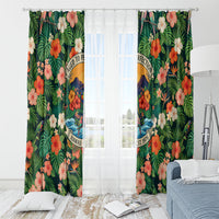 Hawaii 50th Birthday Window Curtain Tropical Vintage Floral Hibiscus Parrot Island Sunset Art TS04 - Polynesian Pride