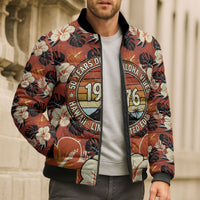 Hawaii 50th Birthday Bomber Puffer Jacket Vintage 1976 Limited Edition Floral Surfboard Aloha Vibes TS04 - Polynesian Pride