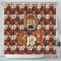 Hawaii 50th Birthday Shower Curtain Vintage 1976 Limited Edition Floral Surfboard Aloha Vibes TS04 - Polynesian Pride