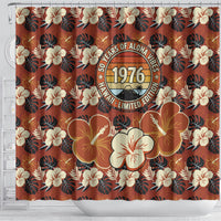 Hawaii 50th Birthday Shower Curtain Vintage 1976 Limited Edition Floral Surfboard Aloha Vibes TS04 - Polynesian Pride