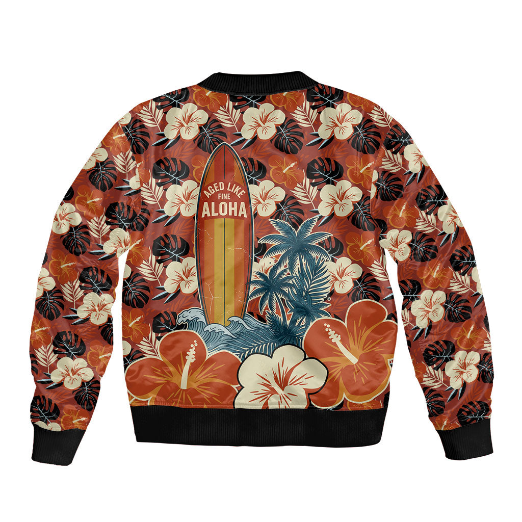 Hawaii 50th Birthday Sleeve Zip Bomber Jacket Vintage 1976 Limited Edition Floral Surfboard Aloha Vibes TS04 - Polynesian Pride