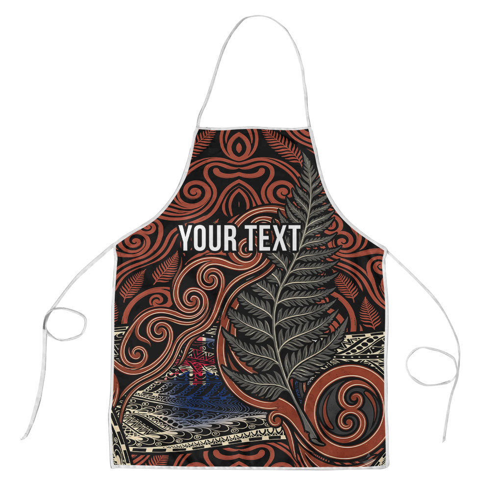 Personalised New Zealand 50th Birthday Apron Aotearoa Tribal Pattern Silver Fern Flag TS04 Red Black - Polynesian Pride