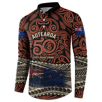 Personalised New Zealand 50th Birthday Button Sweatshirt Aotearoa Tribal Pattern Silver Fern Flag TS04 - Polynesian Pride
