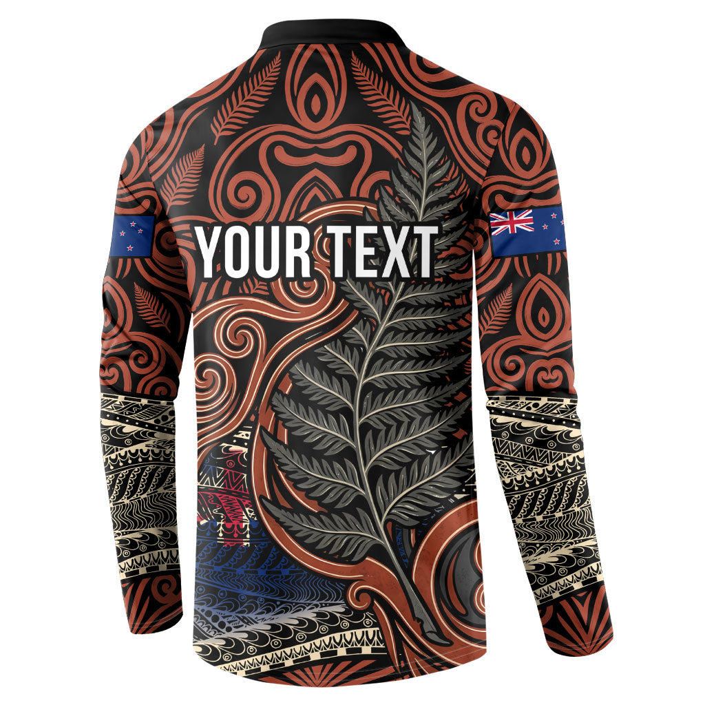 Personalised New Zealand 50th Birthday Button Sweatshirt Aotearoa Tribal Pattern Silver Fern Flag TS04 - Polynesian Pride