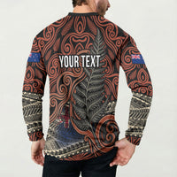 Personalised New Zealand 50th Birthday Button Sweatshirt Aotearoa Tribal Pattern Silver Fern Flag TS04 - Polynesian Pride