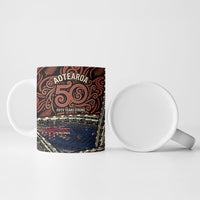 Personalised New Zealand 50th Birthday Ceramic Mug Aotearoa Tribal Pattern Silver Fern Flag TS04 - Polynesian Pride