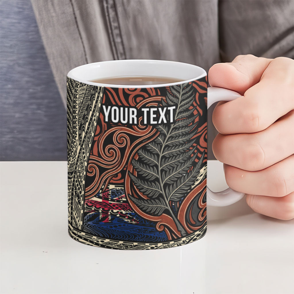 Personalised New Zealand 50th Birthday Ceramic Mug Aotearoa Tribal Pattern Silver Fern Flag TS04 - Polynesian Pride