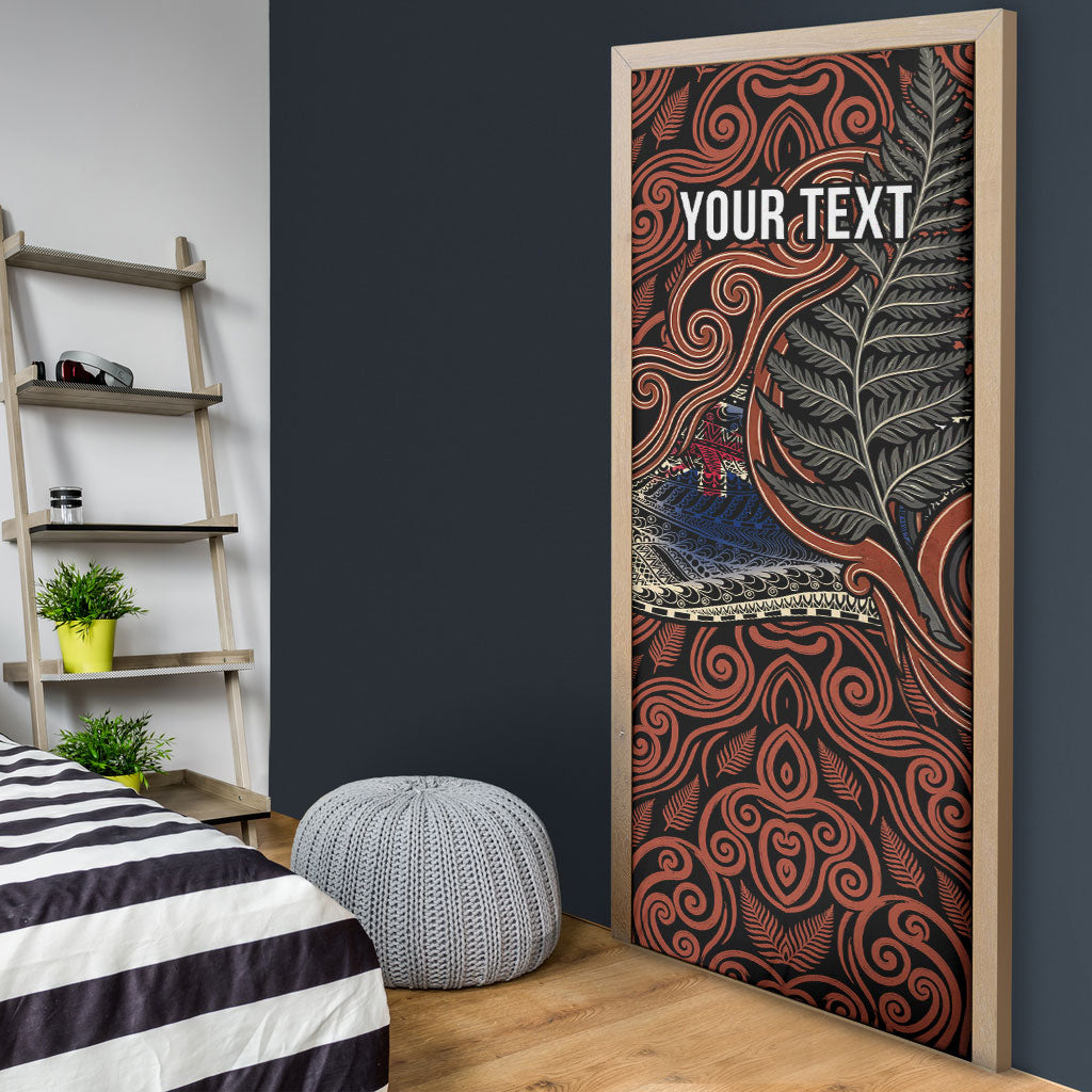 Personalised New Zealand 50th Birthday Door Cover Aotearoa Tribal Pattern Silver Fern Flag TS04 - Polynesian Pride