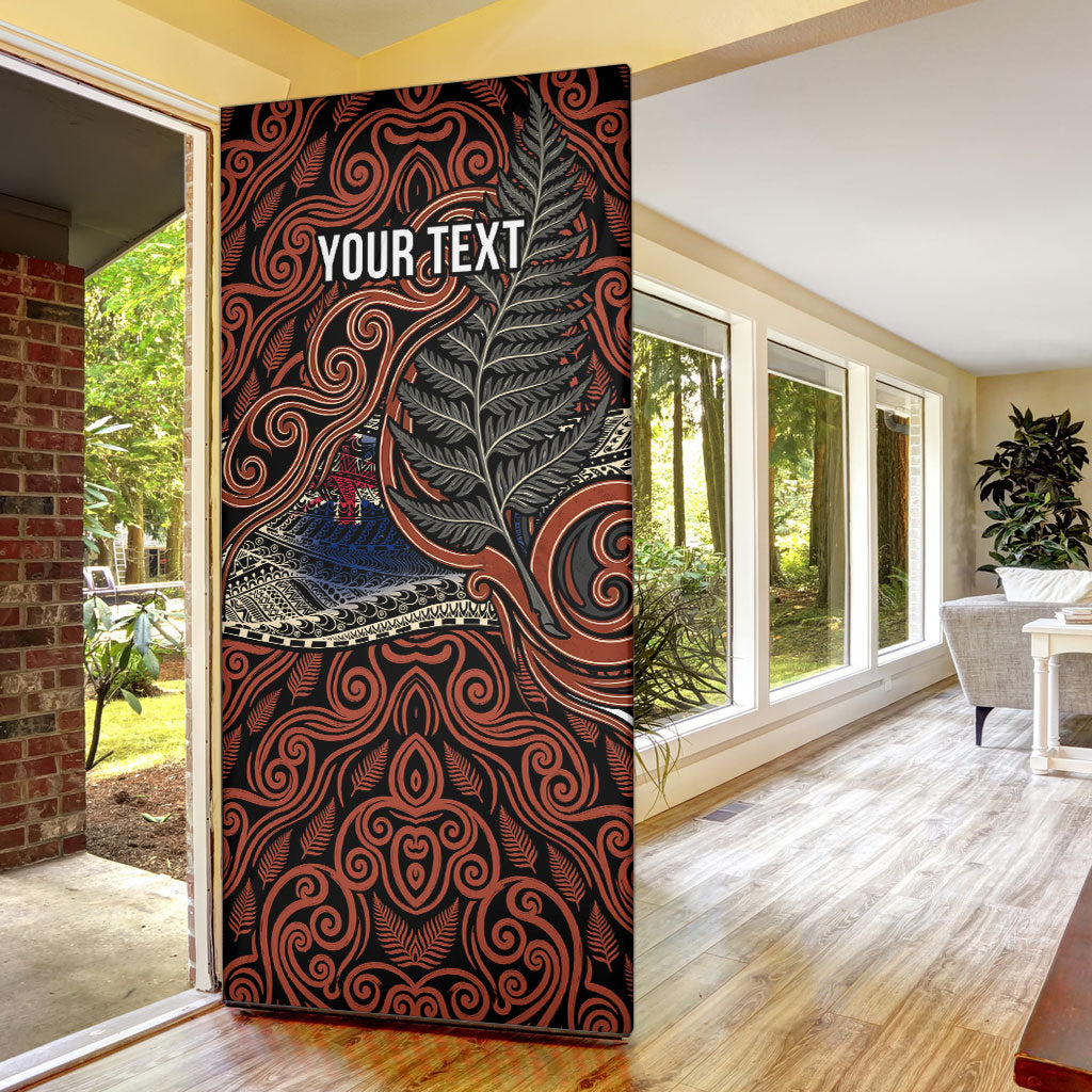 Personalised New Zealand 50th Birthday Door Cover Aotearoa Tribal Pattern Silver Fern Flag TS04 - Polynesian Pride