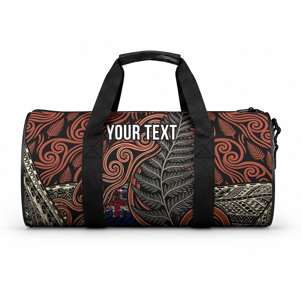 Personalised New Zealand 50th Birthday Duffle Bag Aotearoa Tribal Pattern Silver Fern Flag TS04 One size Red Black - Polynesian Pride