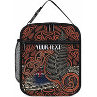 Personalised New Zealand 50th Birthday Lunch Bag Aotearoa Tribal Pattern Silver Fern Flag TS04 10.2 × 8.3 × 4.3 inch Red Black - Polynesian Pride