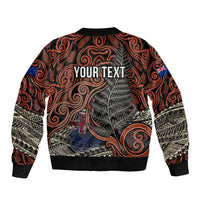 Personalised New Zealand 50th Birthday Sleeve Zip Bomber Jacket Aotearoa Tribal Pattern Silver Fern Flag TS04 - Polynesian Pride