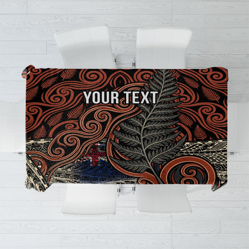 Personalised New Zealand 50th Birthday Tablecloth Aotearoa Tribal Pattern Silver Fern Flag TS04 Red Black - Polynesian Pride