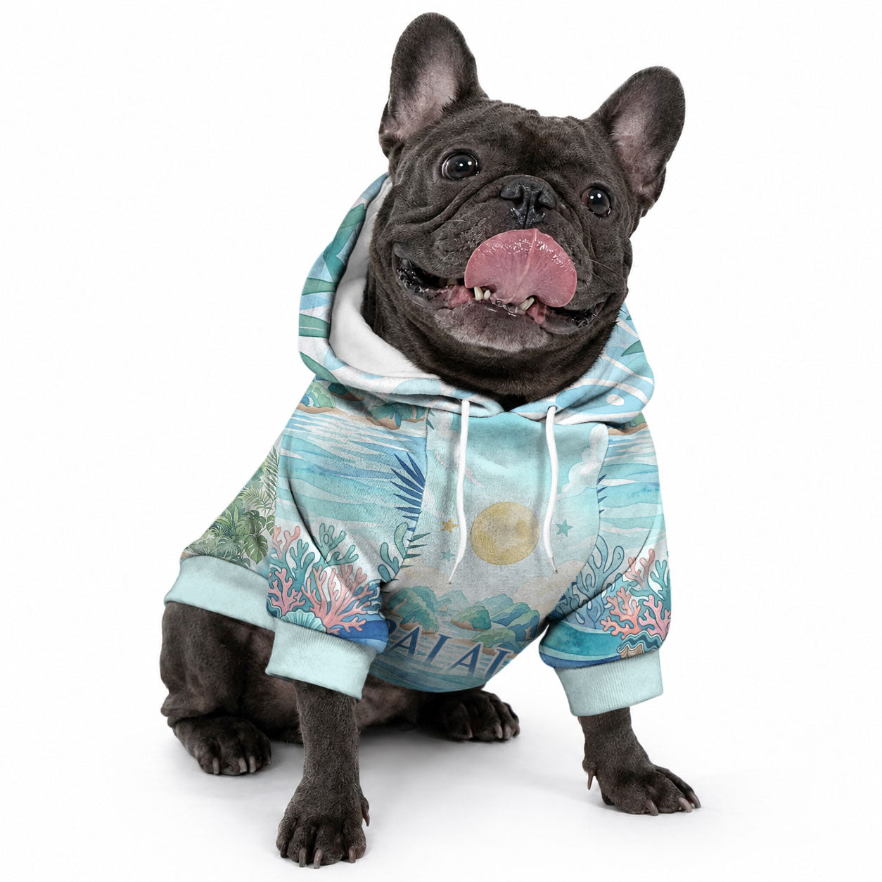 Palau Islands Of Wonder Natural Nature Pet Hoodie Watercolor Tropical Beach Waterfall Coral Reef Palm Leaves TS04 - Polynesian Pride