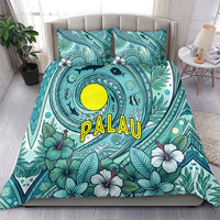 Palau Official Seal Flag Bedding Set Tribal Pattern Ocean Marine Life Tropical Hibiscus TS04 - Polynesian Pride