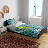 Palau Official Seal Flag Bedding Set Tribal Pattern Ocean Marine Life Tropical Hibiscus TS04 - Polynesian Pride