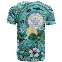 Palau Official Seal Flag T Shirt Tribal Pattern Ocean Marine Life Tropical Hibiscus TS04 - Polynesian Pride
