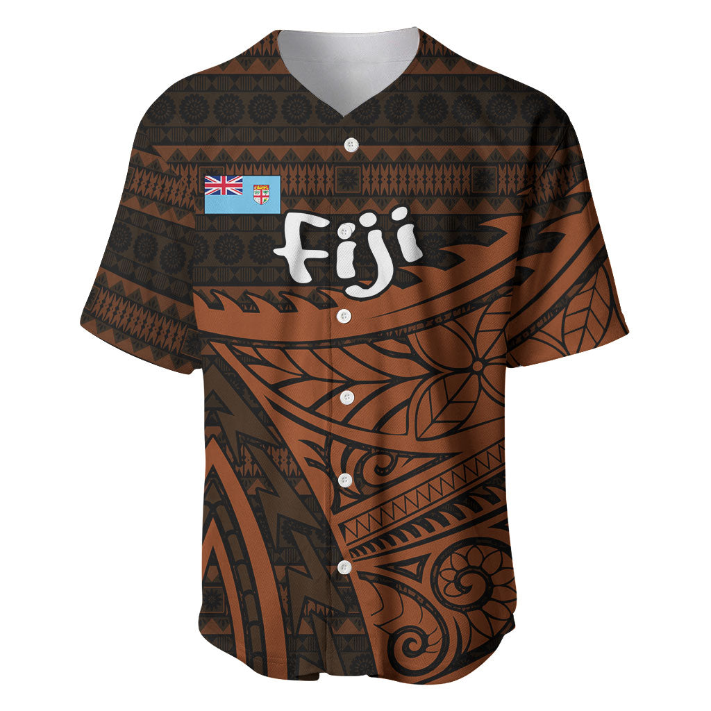 Straight Outta Kadavu Fiji Baseball Jersey Tribal Polynesian Tattoo Coat Of Arms Flag TS04 Brown Black - Polynesian Pride
