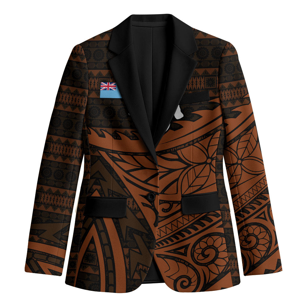 Straight Outta Kadavu Fiji Blazer Tribal Polynesian Tattoo Coat Of Arms Flag TS04 Unisex Brown Black - Polynesian Pride