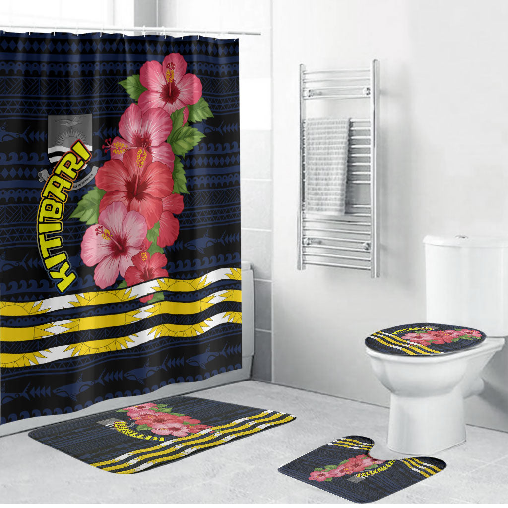 Kiribati Bathroom Set Tropical Pink Hibiscus Flowers Polynesian Tribal