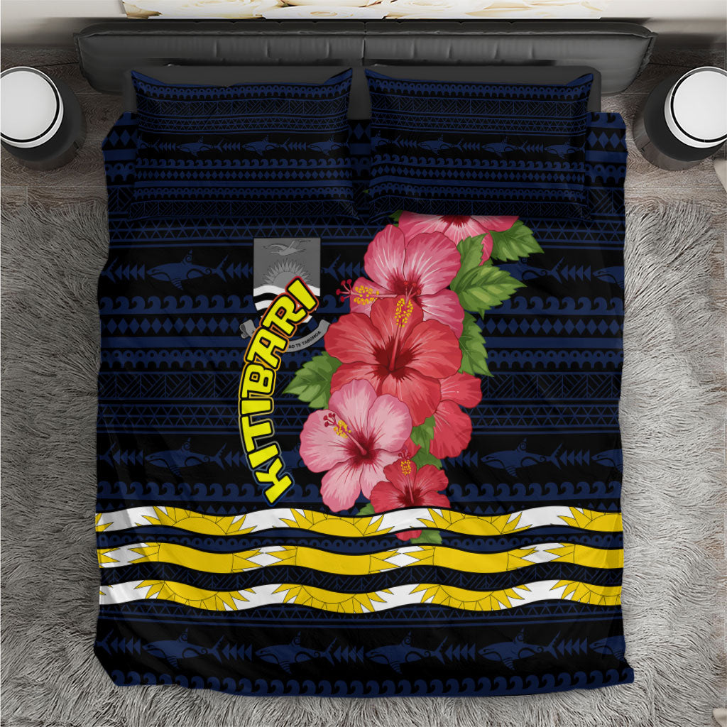 Kiribati Bedding Set Tropical Pink Hibiscus Flowers Polynesian Tribal