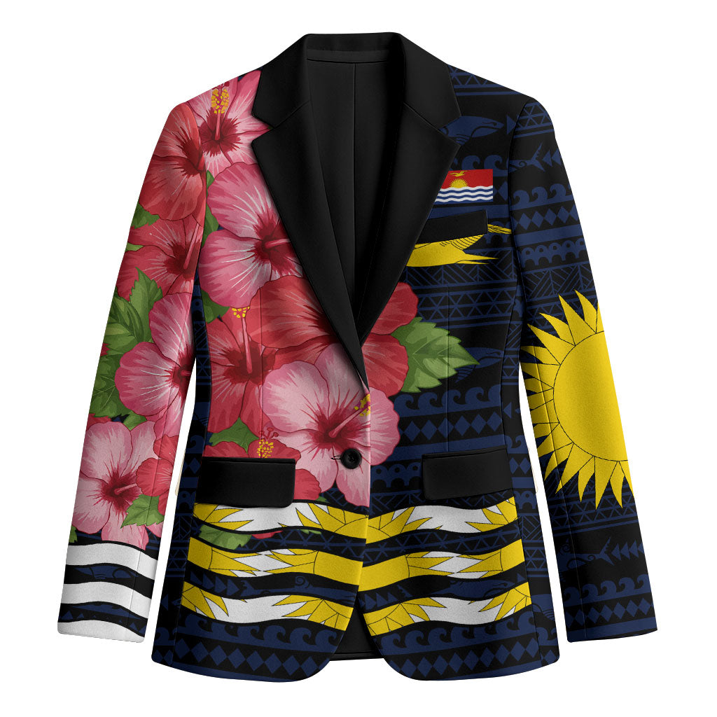 Kiribati Blazer Tropical Pink Hibiscus Flowers Polynesian Tribal