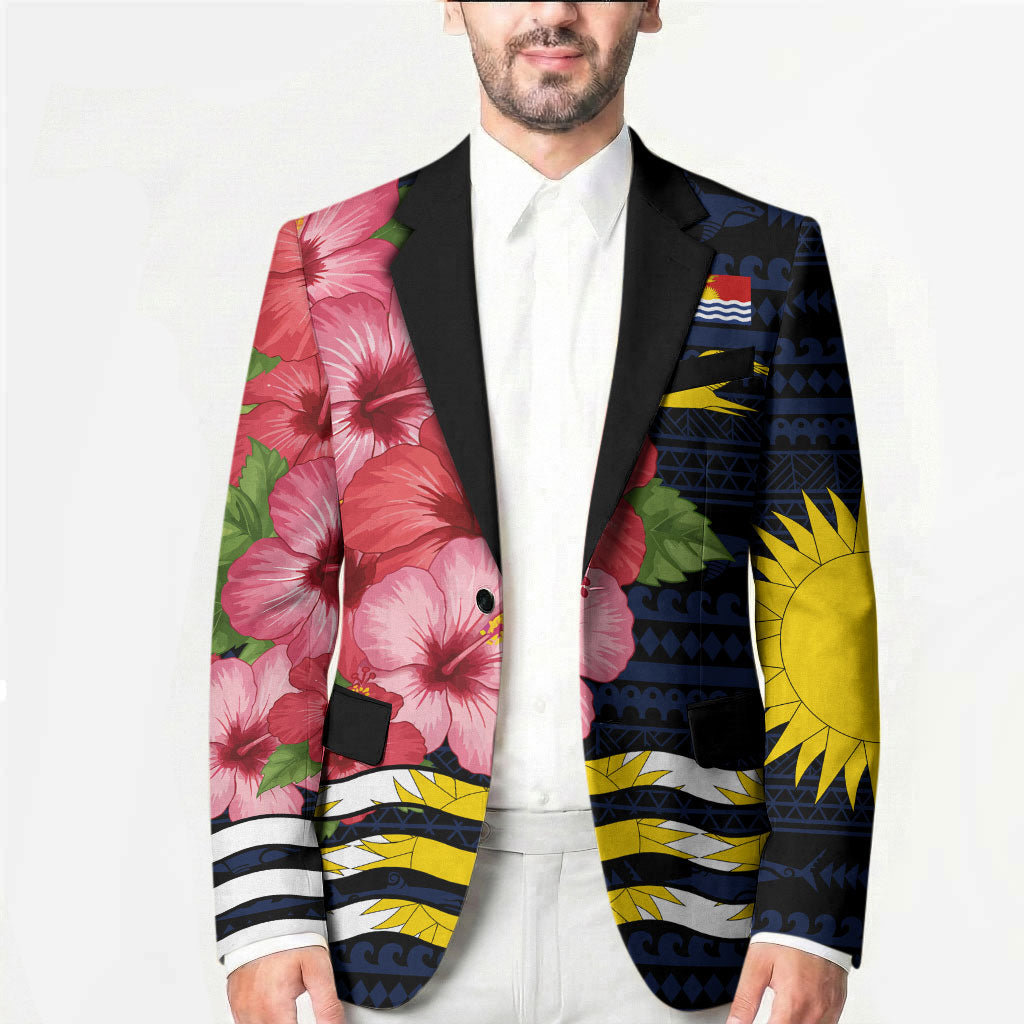Kiribati Blazer Tropical Pink Hibiscus Flowers Polynesian Tribal