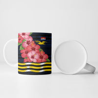 Kiribati Ceramic Mug Tropical Pink Hibiscus Flowers Polynesian Tribal