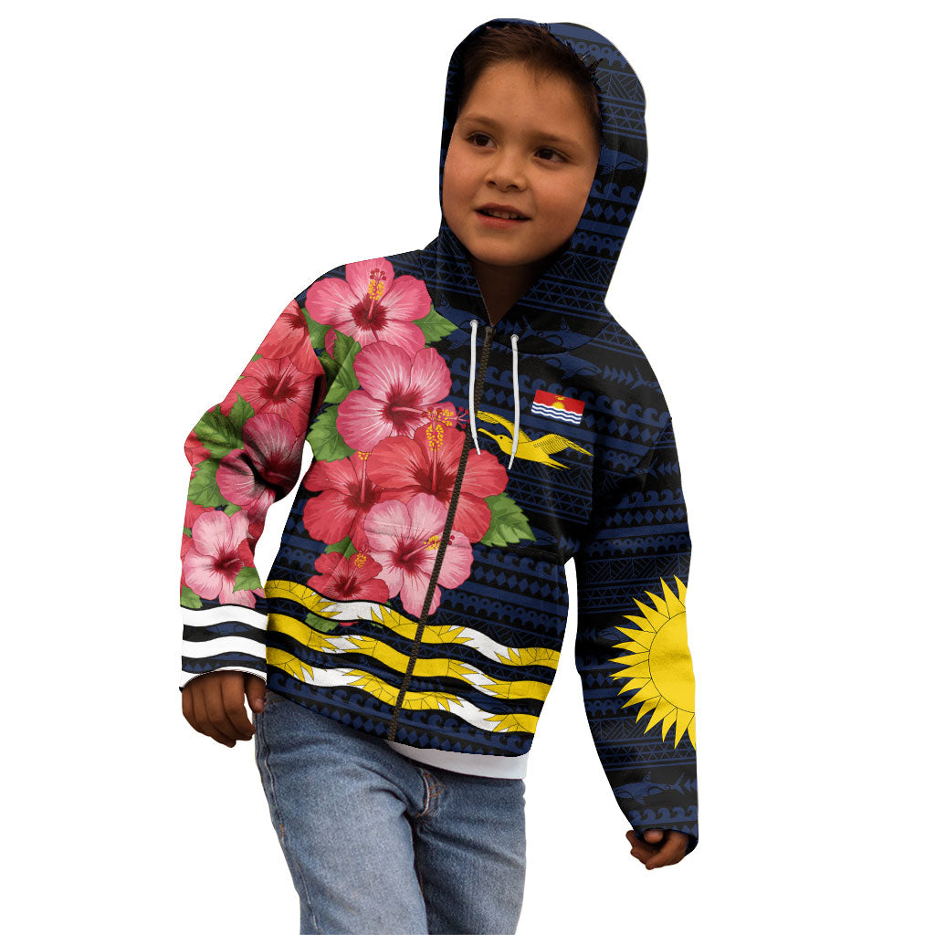 Kiribati Kid Hoodie Tropical Pink Hibiscus Flowers Polynesian Tribal TS04 - Polynesian Pride