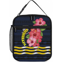 Kiribati Lunch Bag Tropical Pink Hibiscus Flowers Polynesian Tribal TS04 10.2 × 8.3 × 4.3 inch Blue Black - Polynesian Pride
