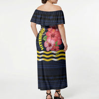 Kiribati Off Shoulder Maxi Dress Tropical Pink Hibiscus Flowers Polynesian Tribal TS04 - Polynesian Pride