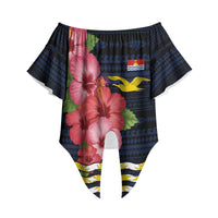 Kiribati Off Shoulder Wrap Waist Top Tropical Pink Hibiscus Flowers Polynesian Tribal TS04 - Polynesian Pride