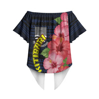Kiribati Off Shoulder Wrap Waist Top Tropical Pink Hibiscus Flowers Polynesian Tribal TS04 - Polynesian Pride
