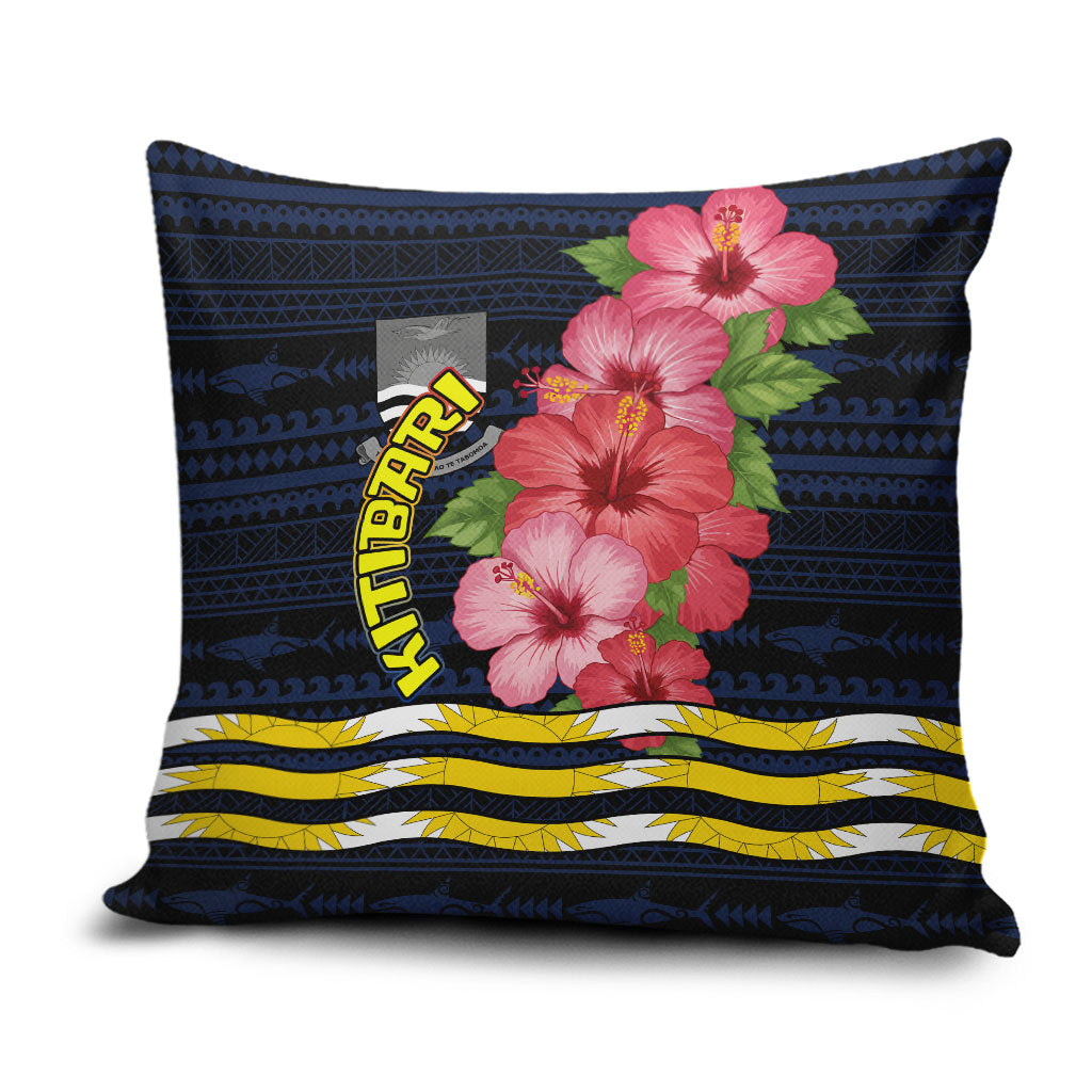 Kiribati Pillow Cover Tropical Pink Hibiscus Flowers Polynesian Tribal